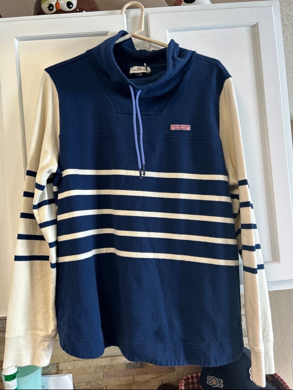 Vineyard Vines Navy & Cream Striped Pullover